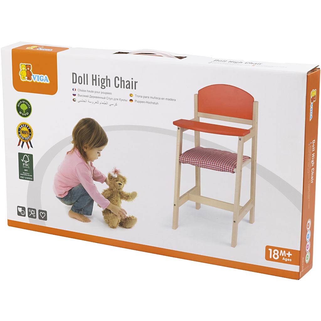 VIGA wooden doll's high chair, size 29x31x60 cm, 1 pc [HOB-907666]