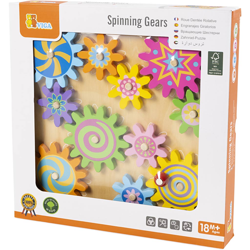 VIGA wooden gears activity toy, size 30x30 cm, 1 pc [HOB-907669]
