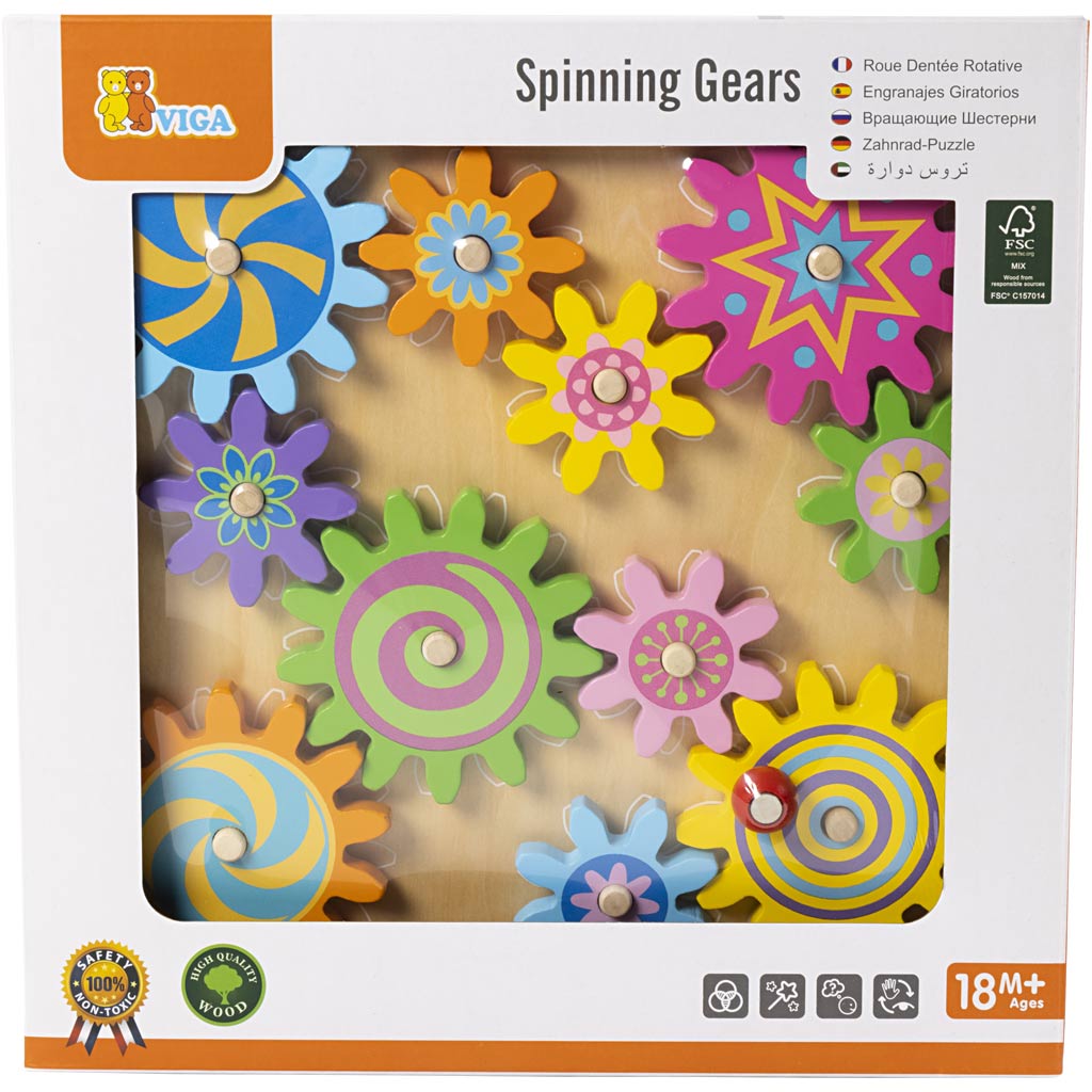 VIGA wooden gears activity toy, size 30x30 cm, 1 pc [HOB-907669]