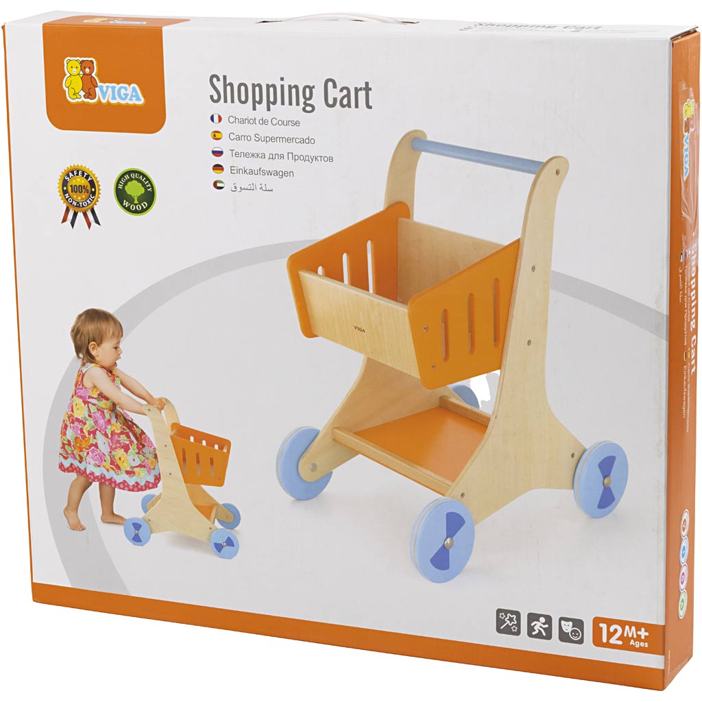 VIGA wooden shopping trolley, size 48x30x41,5 cm, 1 pc [HOB-907670]