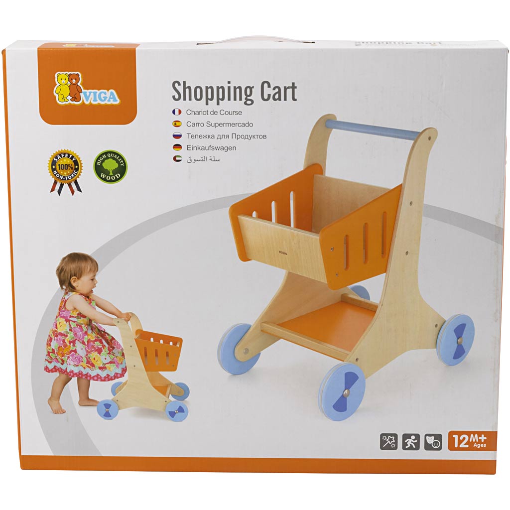 VIGA wooden shopping trolley, size 48x30x41,5 cm, 1 pc [HOB-907670]