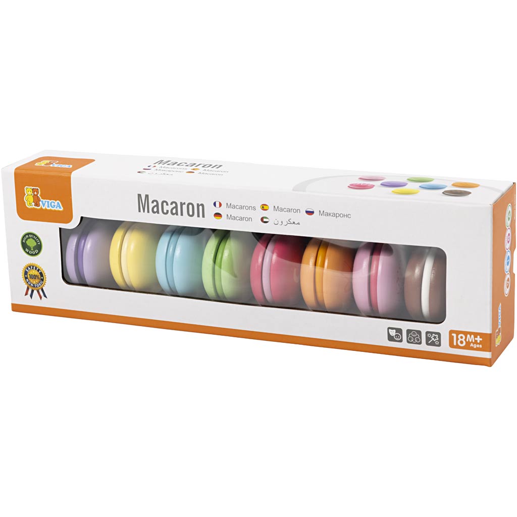 VIGA wooden macarons, size 4,5 cm, 8 pc/ 1 pack [HOB-907723]