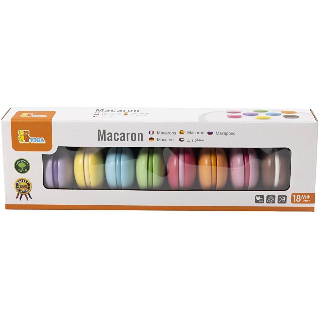 VIGA wooden macarons, size 4,5 cm, 8 pc/ 1 pack [HOB-907723]