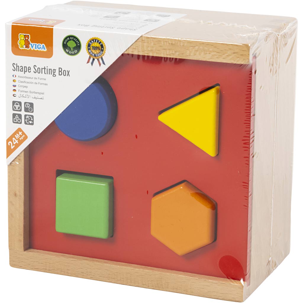 VIGA wooden shape sorter, size 13x13x8 cm, 1 pc [HOB-907773]