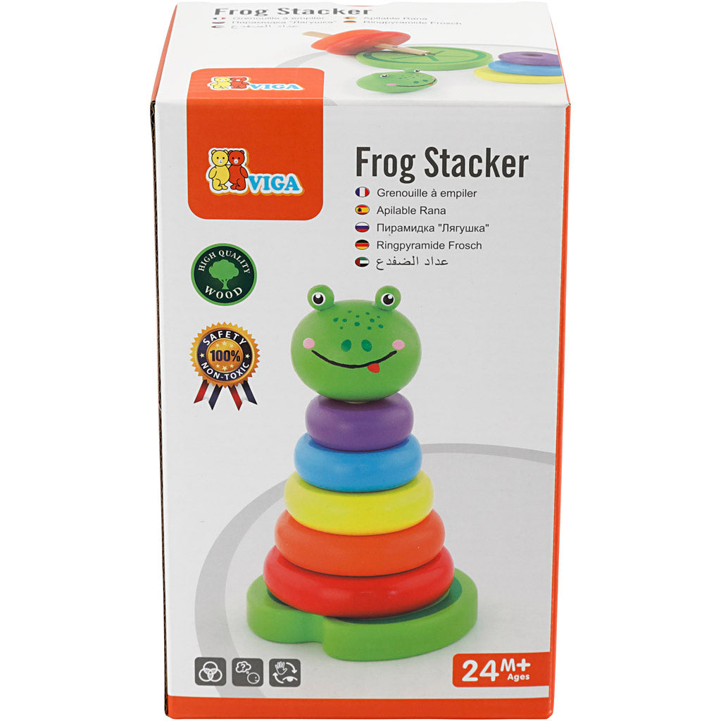 VIGA wooden stacking frog, size 10x18 cm, 1 pc [HOB-907777]
