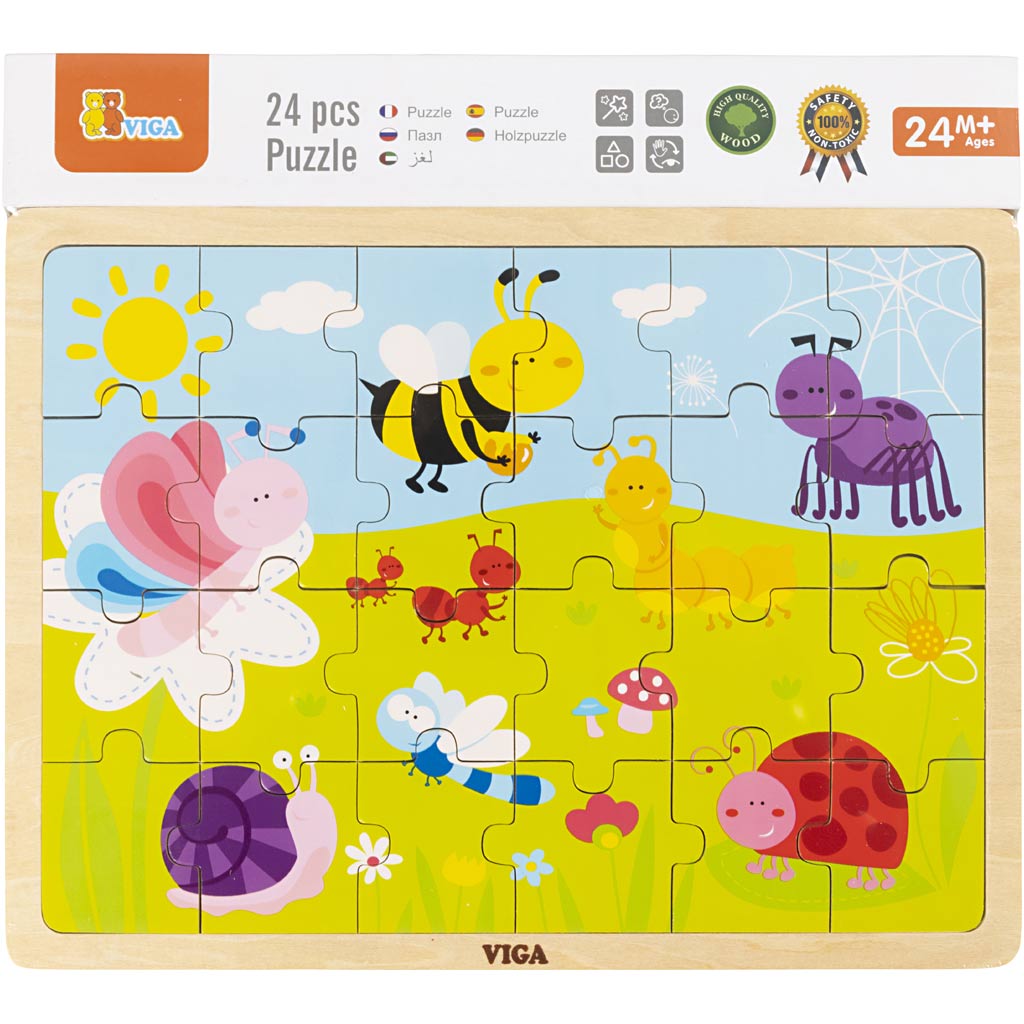VIGA wooden jigsaw puzzles, size 30x22,5 cm, 24 puzzle pieces, 1 pc [HOB-907790]