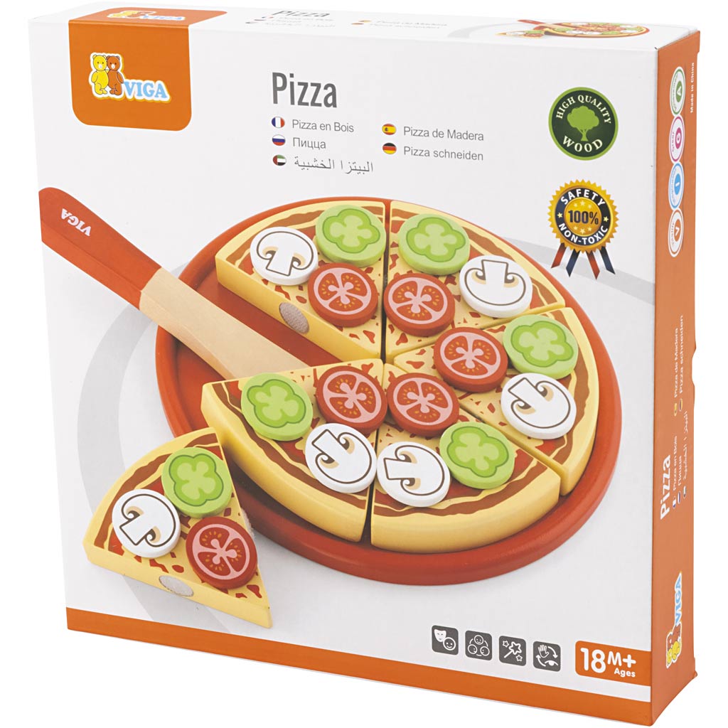VIGA wooden play pizza, size 23x3,5 cm, 1 pc [HOB-907795]
