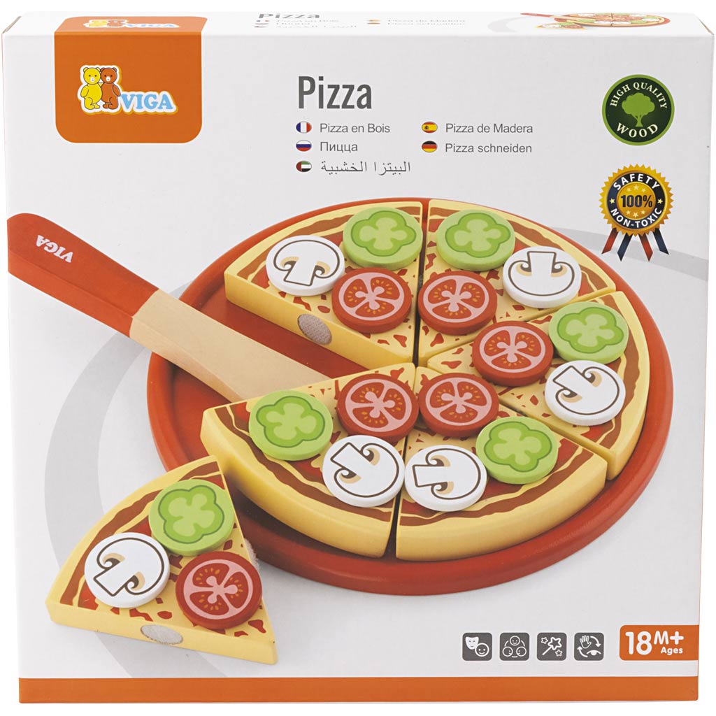 VIGA wooden play pizza, size 23x3,5 cm, 1 pc [HOB-907795]