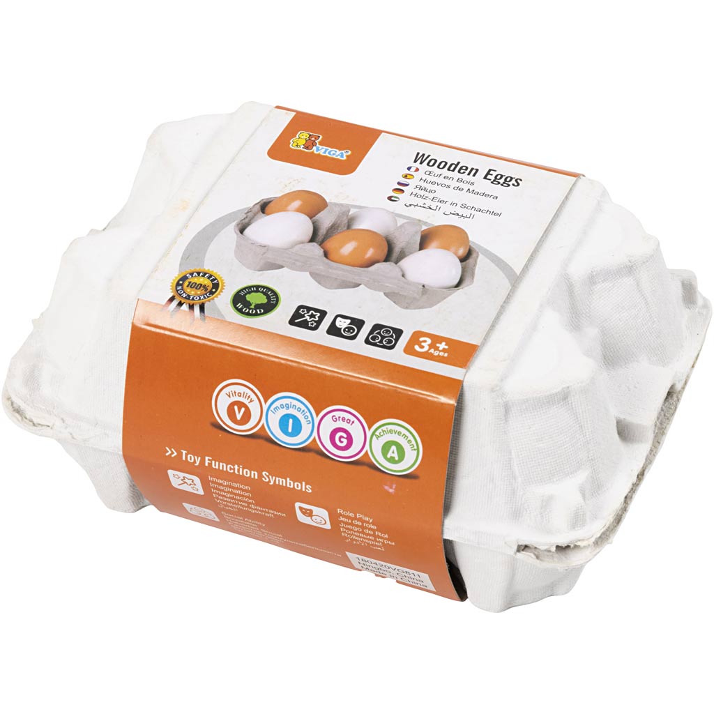 VIGA wooden eggs, 6 parts/ 1 pc [HOB-907796]