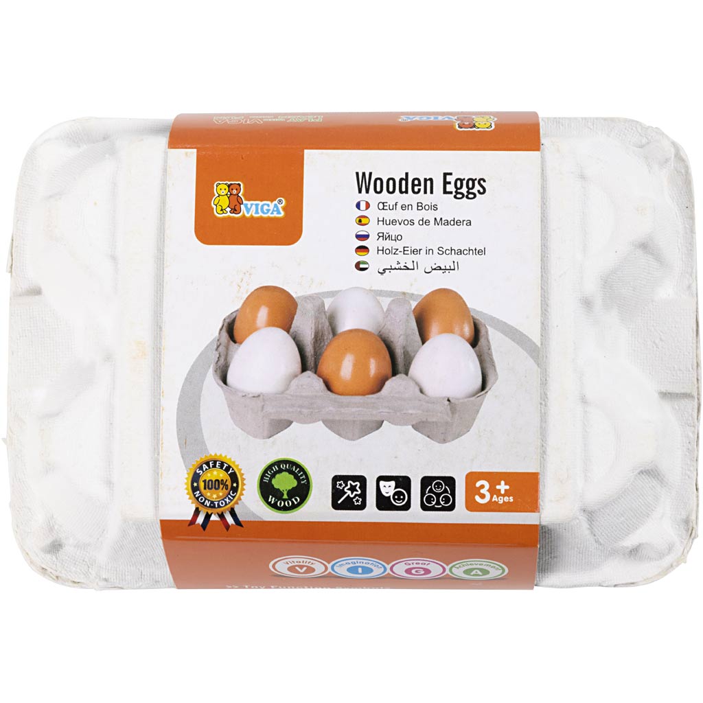 VIGA wooden eggs, 6 parts/ 1 pc [HOB-907796]