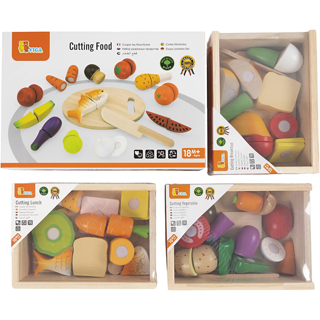 VIGA cuttable wooden food play set, 45 parts/ 1 set [HOB-907813]