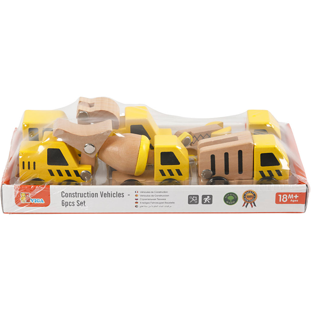 VIGA mini cars, Diggers and construction vehicles, size 7-9 cm, 6 parts/ 1 set [HOB-908496]