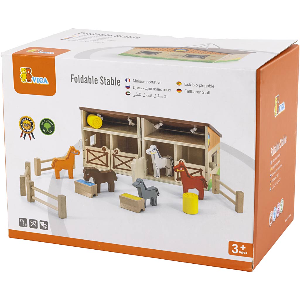 VIGA toy horse stable, size 24,5x16,5x15 cm, 1 pack [HOB-908591]