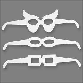 Novelty Glasses, H: 4,5-10 cm, L: 32 cm, 230 g, white, 16 pc/ 1 pack [HOB-95191]