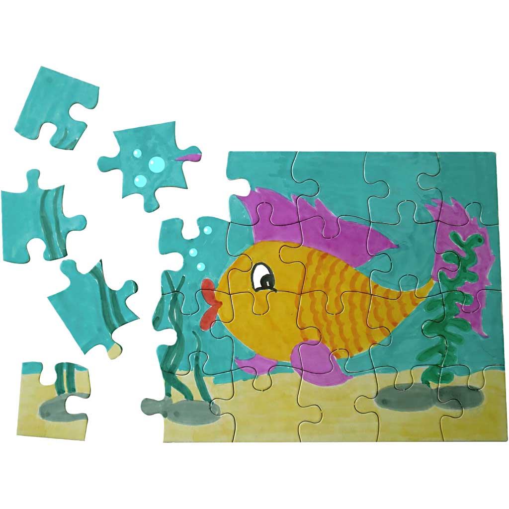 Jigsaw Puzzle, size 15x21 cm, white, 24 puzzle pieces, 16 pc/ 1 pack [HOB-95194]