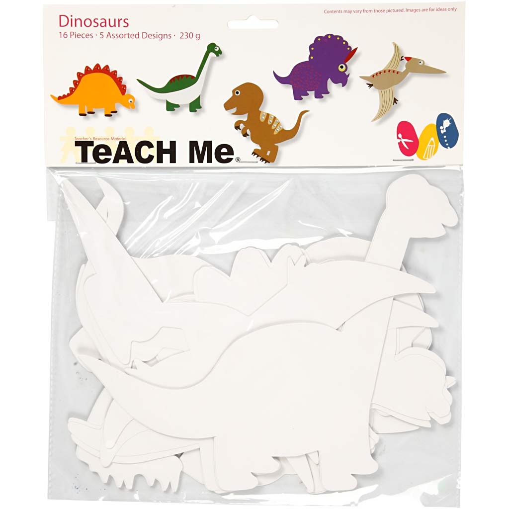 Dinosaur, H: 15-22 cm, W: 24-25 cm, 230 g, white, 16 pc/ 1 pack [HOB-95205]