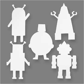 Robots, H: 22,5-24 cm, W: 15-16 cm, 230 g, white, 16 pc/ 1 pack [HOB-95207]