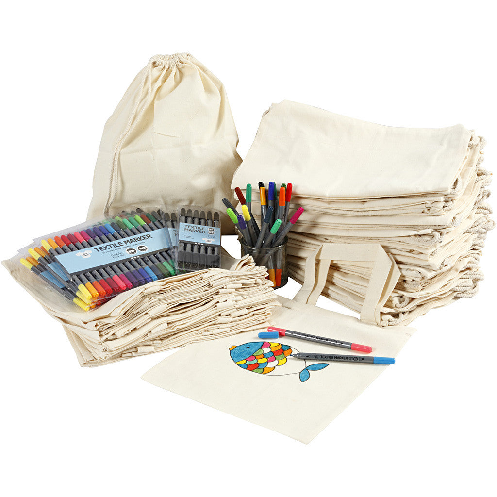Group Craft Kit Decorate Your Own Bags, size 27,5x30 cm, assorted colours, 1 set [HOB-97075]