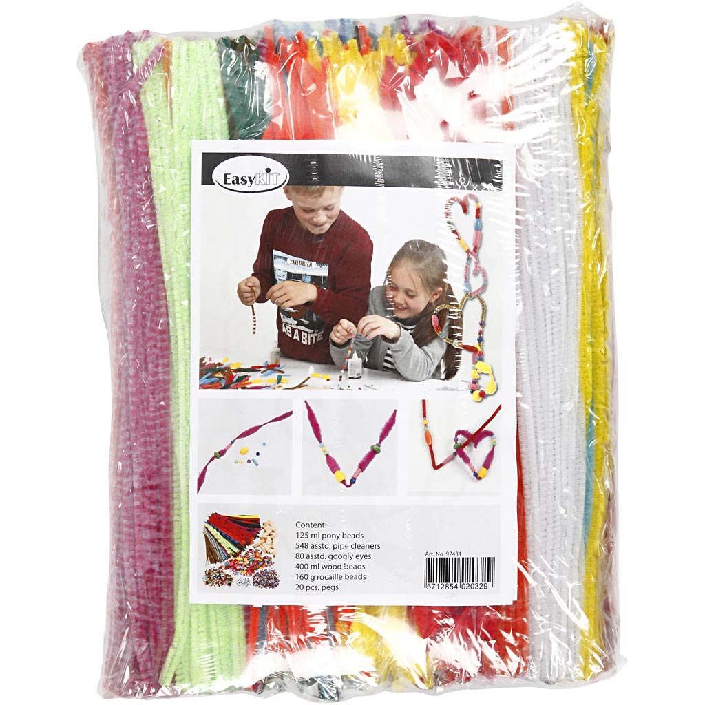 Fun with pegs and pipe cleaners, assorted colours, 1 set [HOB-97434]