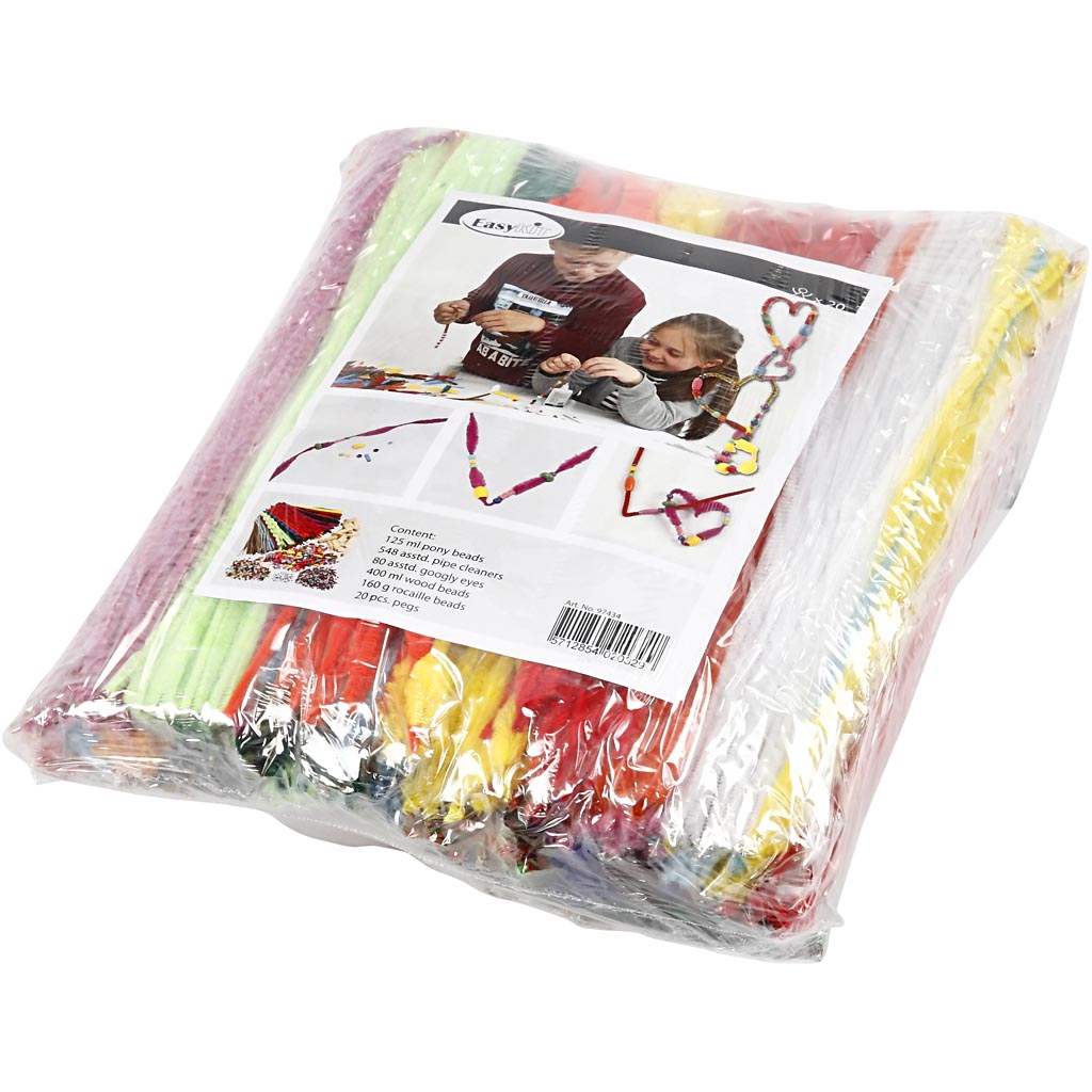 Fun with pegs and pipe cleaners, assorted colours, 1 set [HOB-97434]