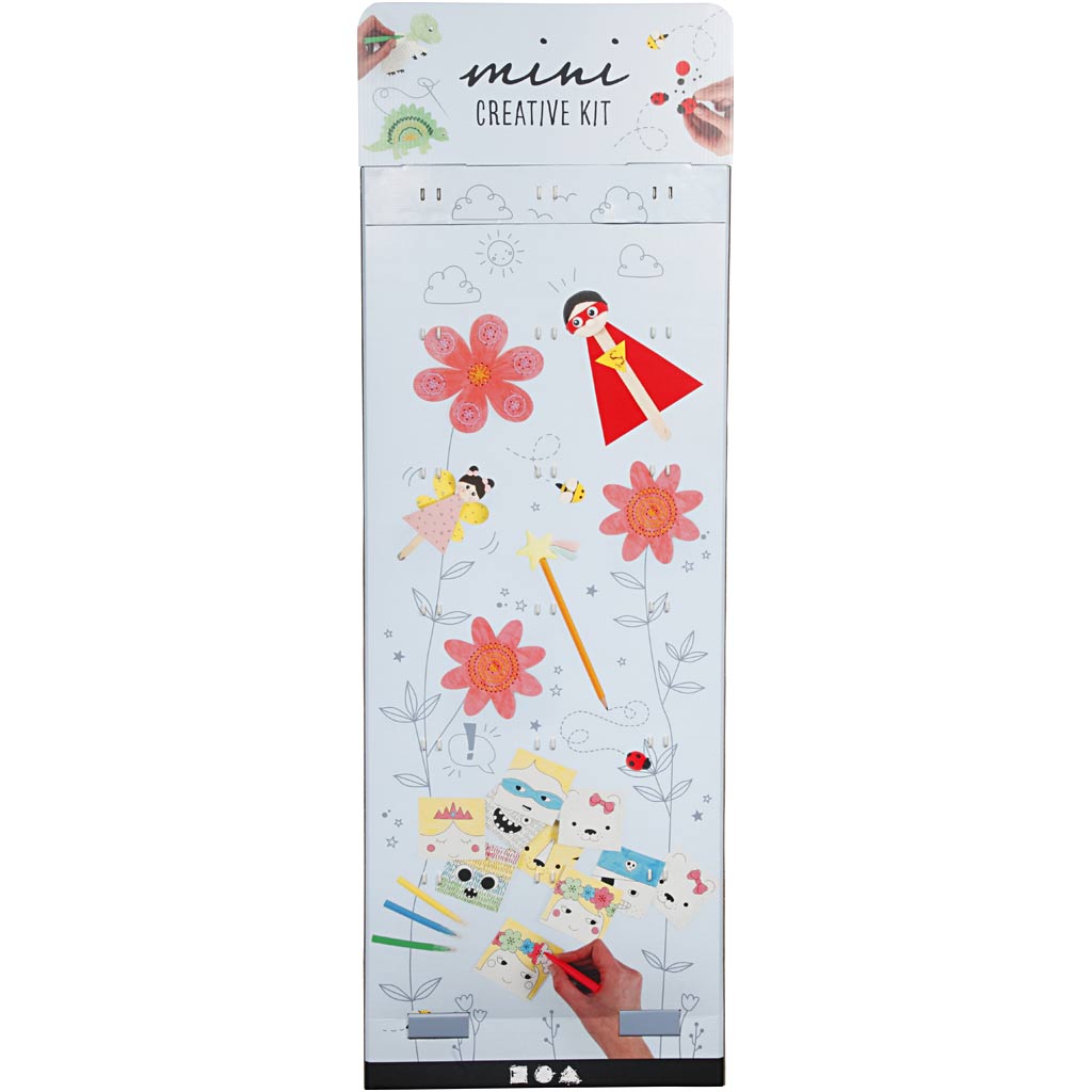 Floor display with Mini Craft Kit, H: 1500 mm, W: 580 mm, white, 108 set/ 1 pack [HOB-97720]