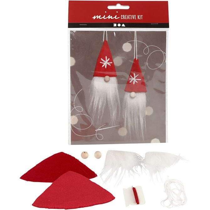Mini Craft Kit, hanging Christmas gnome, H: 11 cm, 1 pack [HOB-977400]