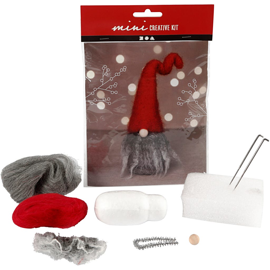 Mini Craft Kit, Christmas gnome w/grey beard, H: 13 cm, 1 pack [HOB-977403]