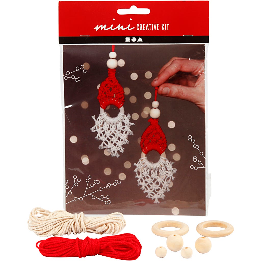 Mini Craft Kit, macramé Christmas elf, H: 14 cm, 1 pack [HOB-977410]