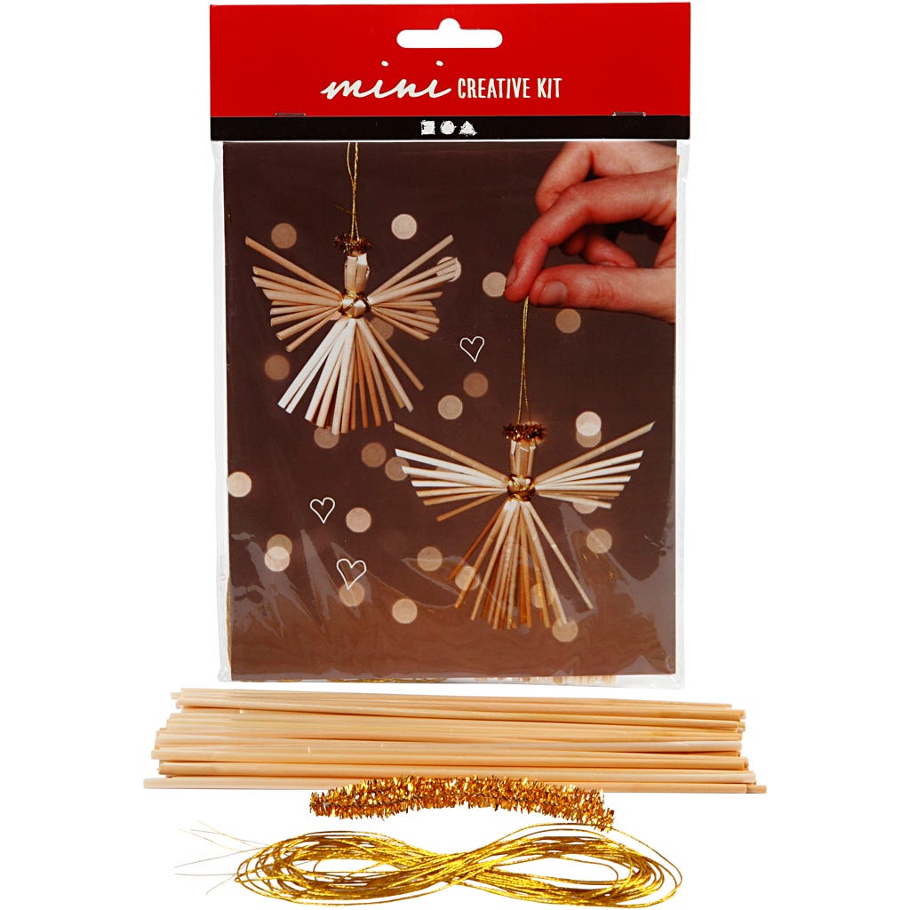 Mini Craft Kit, straw angel, H: 8 cm, 1 pack [HOB-977414]