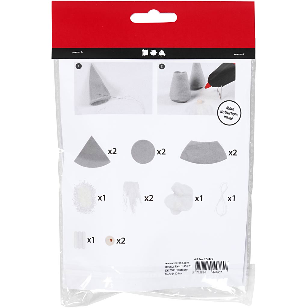 Mini Craft Kit, Scandinavian Santa gnomes, H: 12 cm, grey, 1 pack [HOB-977429]