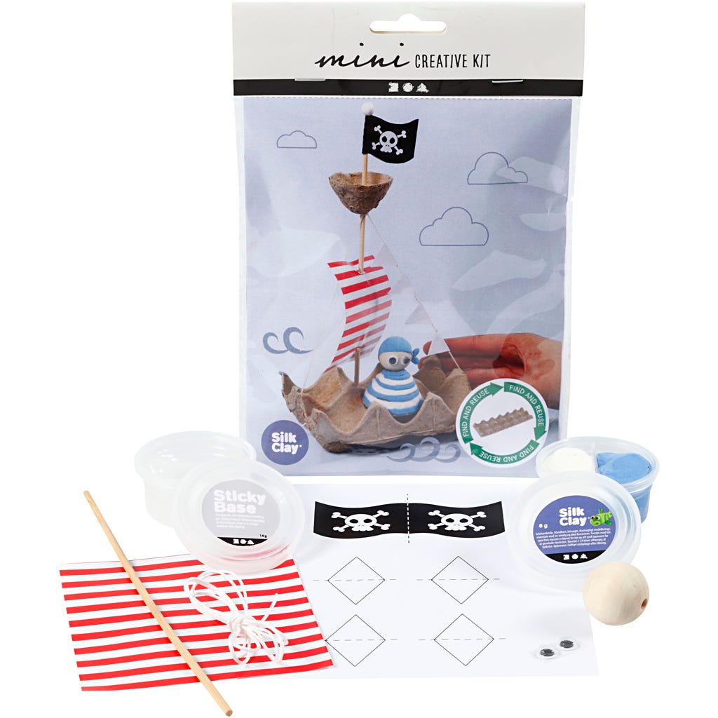 Mini Craft Kit, Egg box pirate ship, 1 pack [HOB-977433]