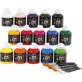 Acrylic Paint Glossy, assorted colours, 1 set [HOB-97769]