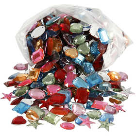 Rhinestones, size 10-17 mm, ca. 800 pc, assorted colours, 210 g/ 1 pack [HOB-99227]