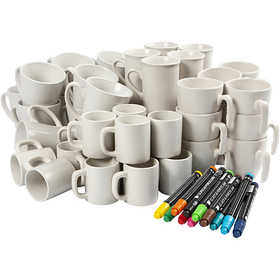 Group Craft Kit Porcelain Mugs, H: 7-10 cm, white, 1 set [HOB-99512]