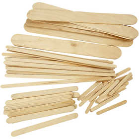 Ice lolly sticks, L: 5,5+11,5+19+20 cm, W: 6+10+25 mm, natural, 4250 pc/ 1 pack [HOB-99806]