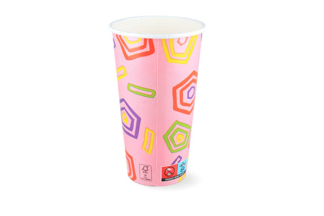 Milkshake cup Carton Large 560ml Ø9 cm 20oz pink FSC® (500 pcs) [TK-9987535]