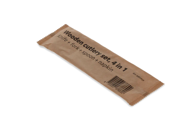 Wooden cutlery set 4/1 knife + Fork + spoon + Napkin FSC (250 pcs) [TK-9987658]