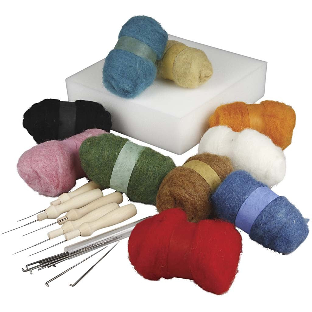 Group Craft Kit Needle Felting, assorted colours, 1 set [HOB-99967]