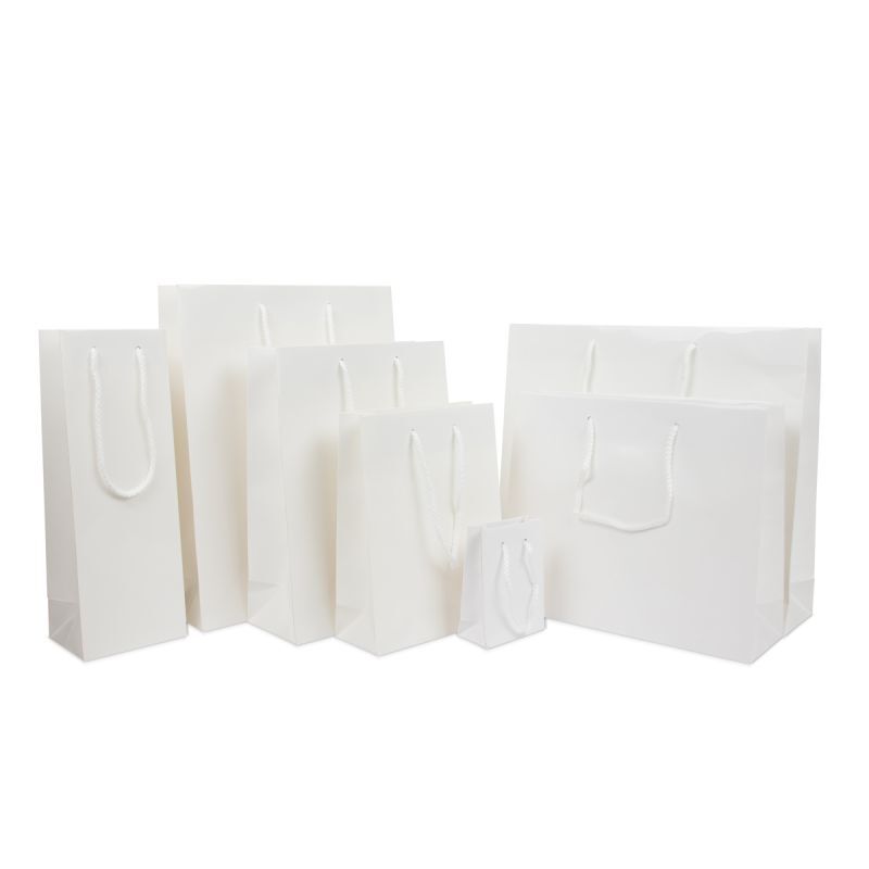 Glossy Carrier Bags 31+10x40cm White (100 pcs) [FP-DPK016]