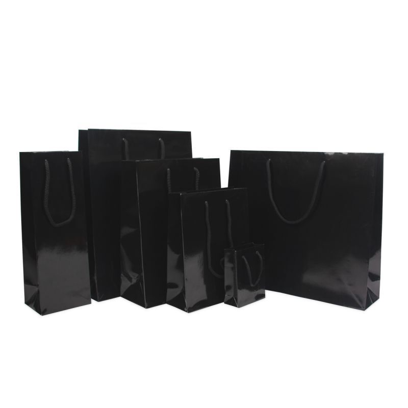 Glossy Carrier Bags 10+4,5x13cm Black (250 pcs) [FP-DPK030]