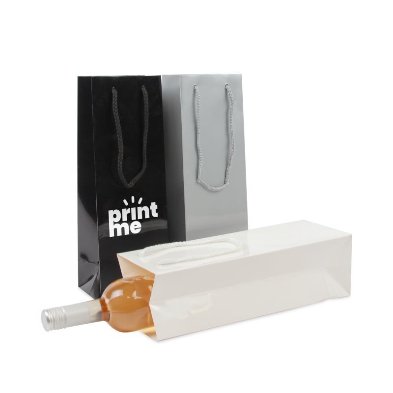 Luxury paper wine bottle bags - Glossy 12+10x35cm Black (100 pcs) [FP-DPK044W]