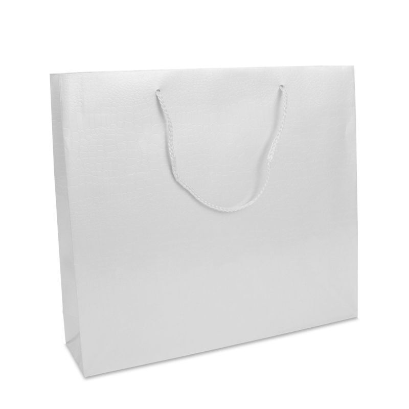 Luxury Carrier Bags Crocodile texture 40+10x35cm White (100 pcs) [FP-DPK069]