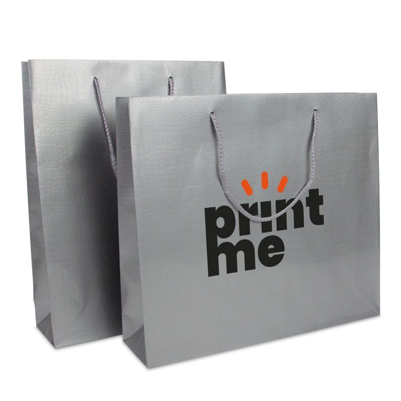 Luxury Carrier Bags Crocodile texture 31+10x40cm Silver (100 pcs) [FP-DPK072]