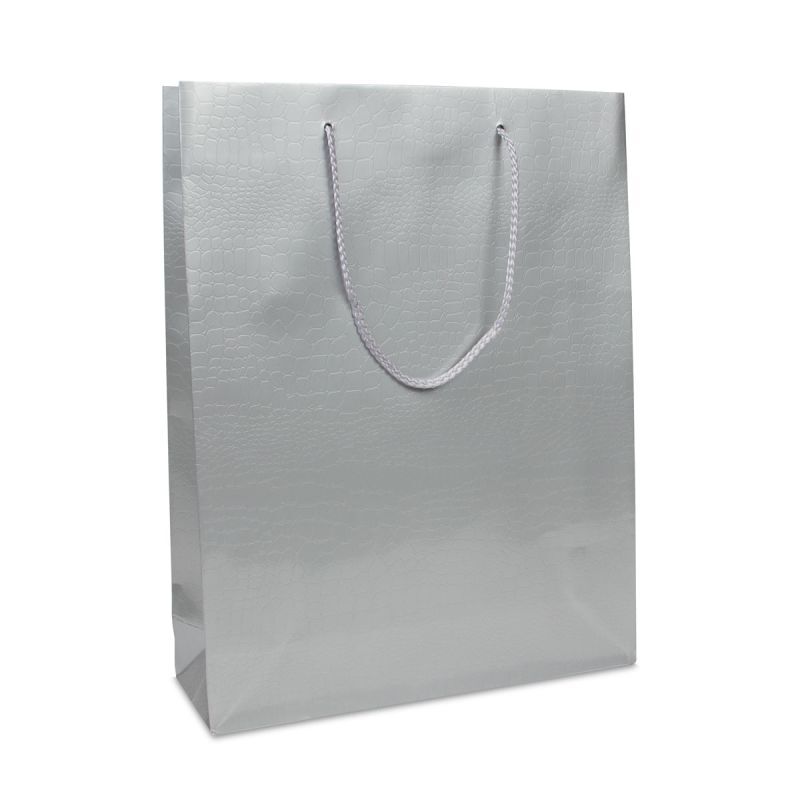 Luxury Carrier Bags Crocodile texture 31+10x40cm Silver (100 pcs) [FP-DPK072]