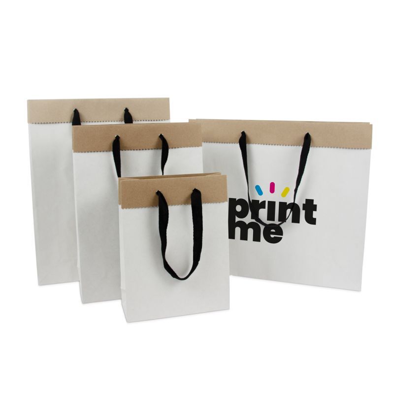 Luxury Carrier Bags Recycled Duplex Paper 20+8x26cm White (100 pcs) [FP-DPK084]
