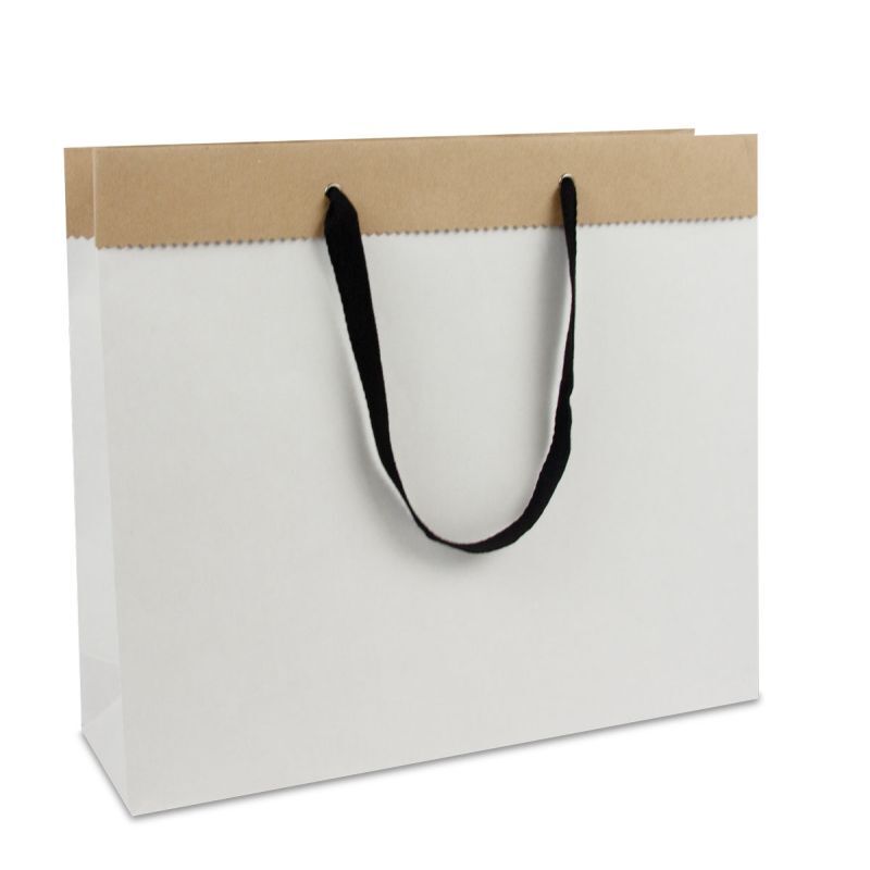 Luxury Carrier Bags Recycled Duplex Paper 40+12x35cm White (100 pcs) [FP-DPK087]