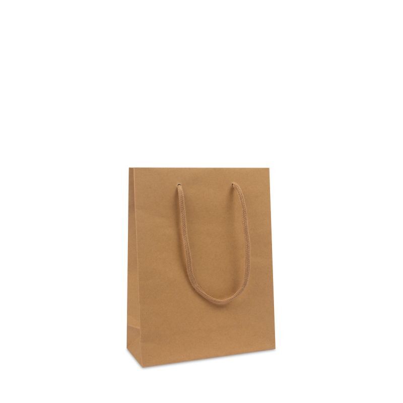 Kraft Carrier Bags 20+8x26cm Brown (100 pcs) [FP-DPK116]