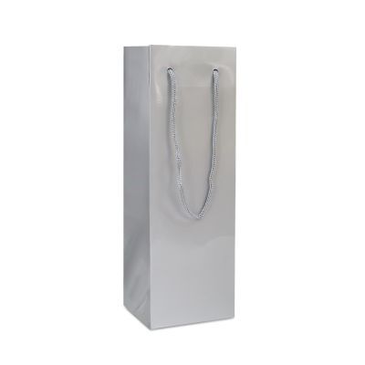 Luxury paper wine bottle bags - Glossy 12+10x35cm Silver (100 pcs) [FP-DPK120W]