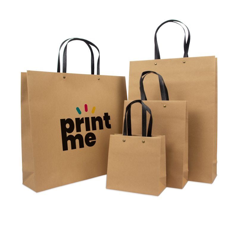 Eco-friendly Carrier Bags with black kraft handles 16+8x16cm Brown (100 pcs) [FP-DPK121]