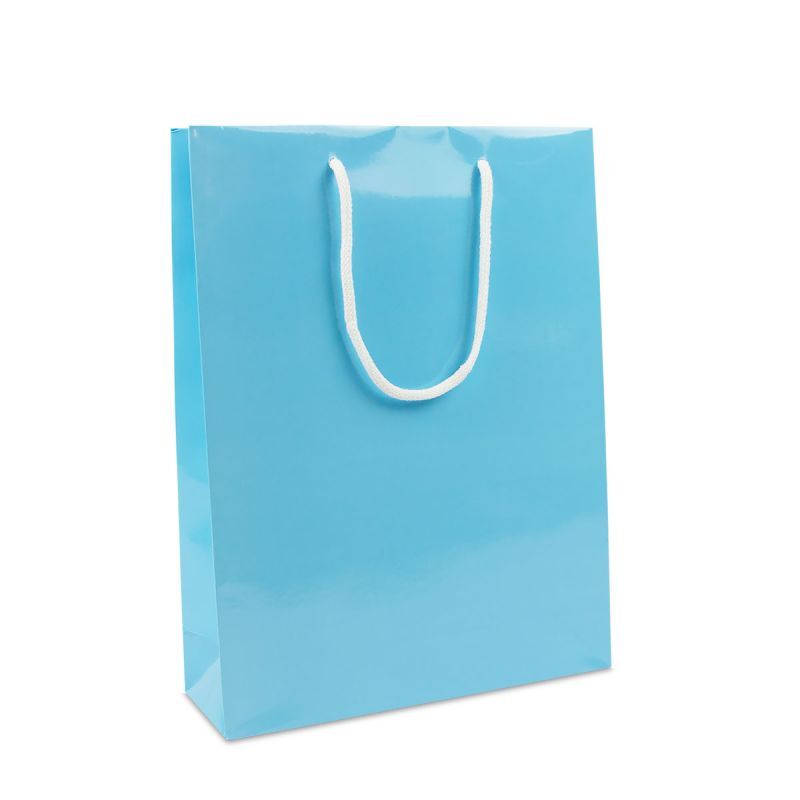 Carrier Bags Glossy 30+10x40cm Blue (100 pcs) [FP-DPK136]
